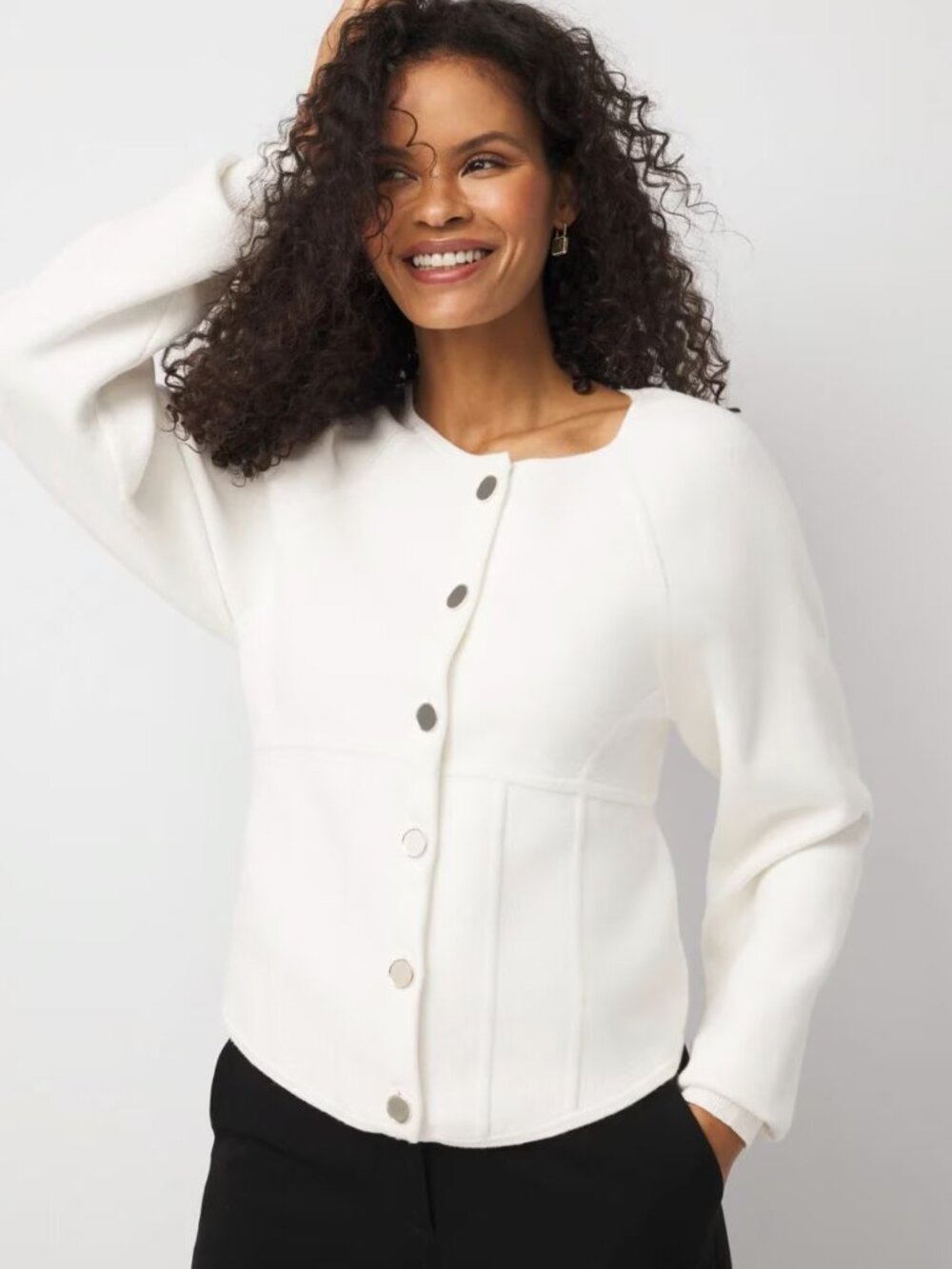 WHBM CORSET BUTTON DOWN FRONT CARDIGAN